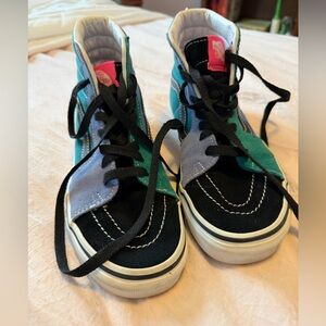 Vans High-Top Skater Sneakers - Black, Blue, and Green